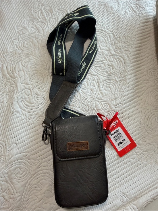 Wrangler Handbags - Wrangler Black Crossbody Phone Pouch with Branded Strap